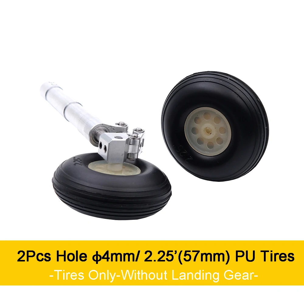 2pcs PU Tires Dia. 4mm/ 2.25' (57mm) RC Model Wheels Tires for Jet Fix Wing Plane Retract Landing Gears