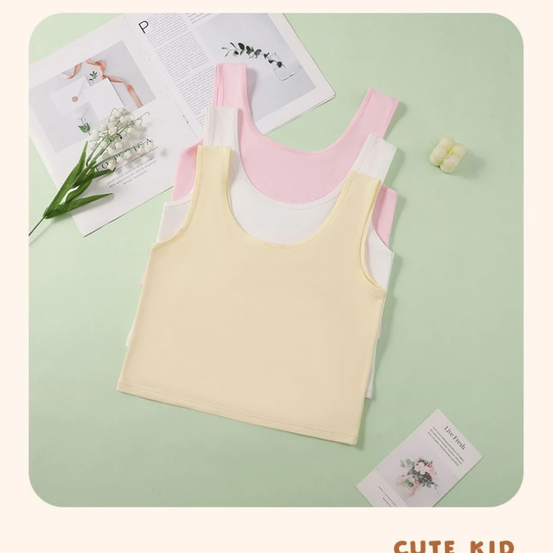 Adolescent Student Underwear Made of Cotton Soft and Comfortable with A Simple Lightweight and Breathable Base Vest for Girls