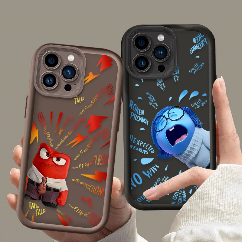 Disney Inside Out 2 Anger Sadness Case for iPhone 16 15 14 13 12 11 Pro Max XS X XR 8 7 6S Plus SE 2020 Soft Silicone Back Cover