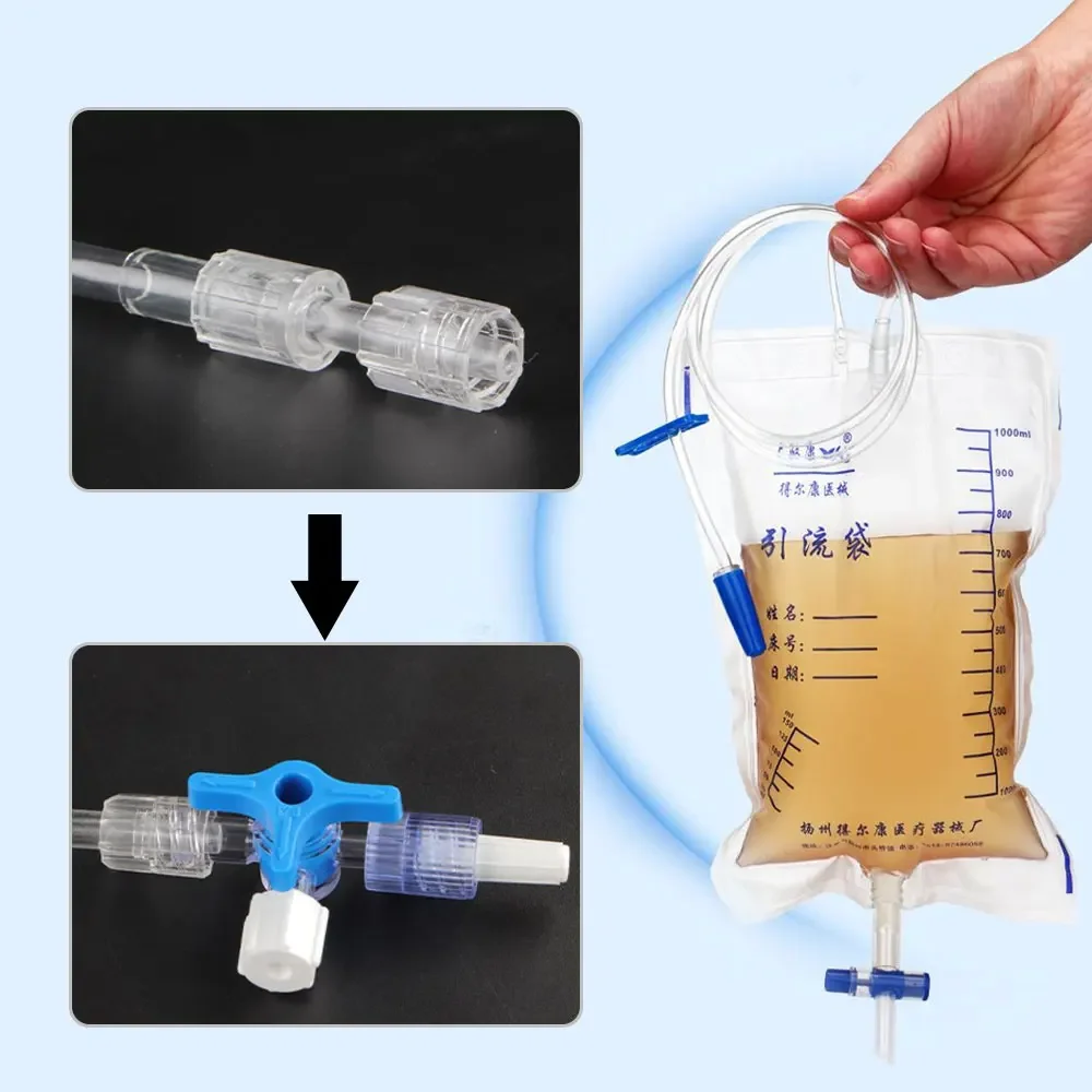 1000ml Disposable medical drainage bag sterile liver/bile ascites puncture screw interface head prevent backflow accessories kit