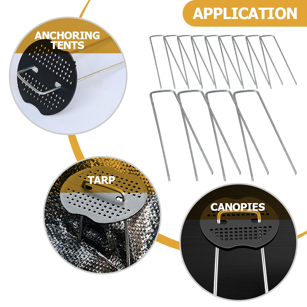 

25pcs Gardening U-Shaped Metal Ground Stakes Lawn Fixing Nails Heavy Duty Yard Stakes For Artificial Grass Cloth Fixing Outdoor
