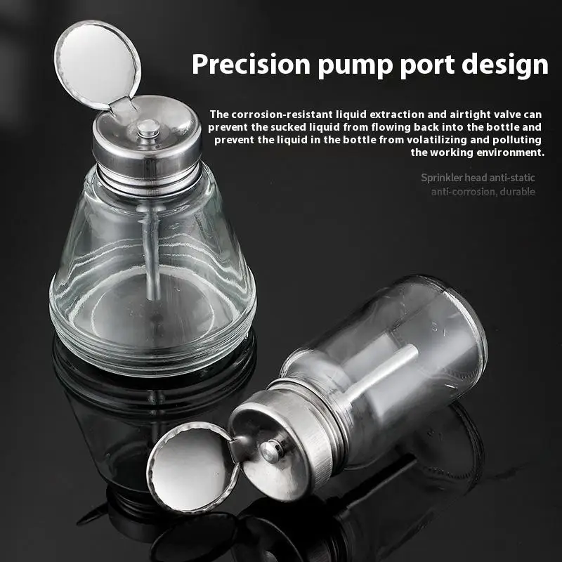 تخزين الأظافر زجاجات زجاجية قابلة لإعادة الملء، موزع مضخة ضغط سائلة فارغة، مزيل طلاء الأظافر، أدوات مكياج مانيكير