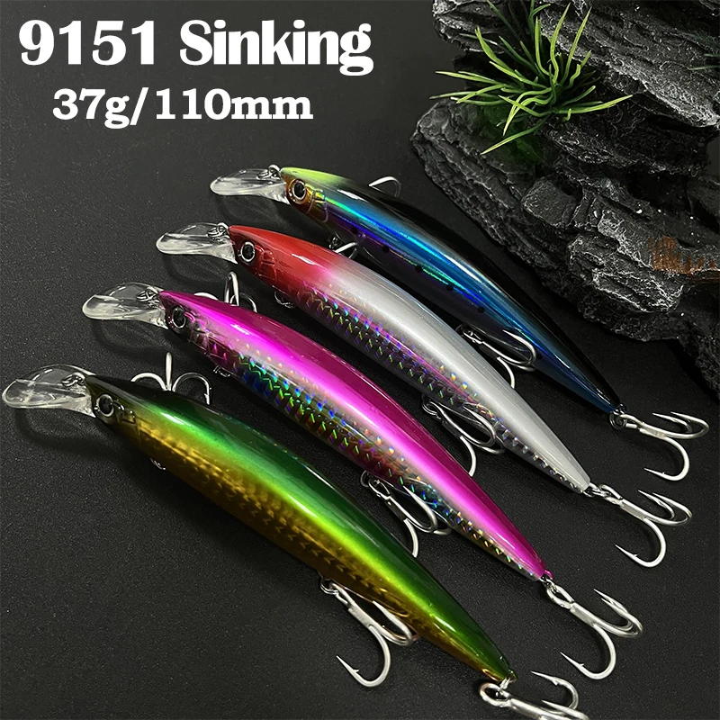

Heavy Minnow Sinking Fishing Lure 37g 110mm Long Cast Trolling Wobblers Seabass Trout Fishing Saltwater Artificial Hard Bait
