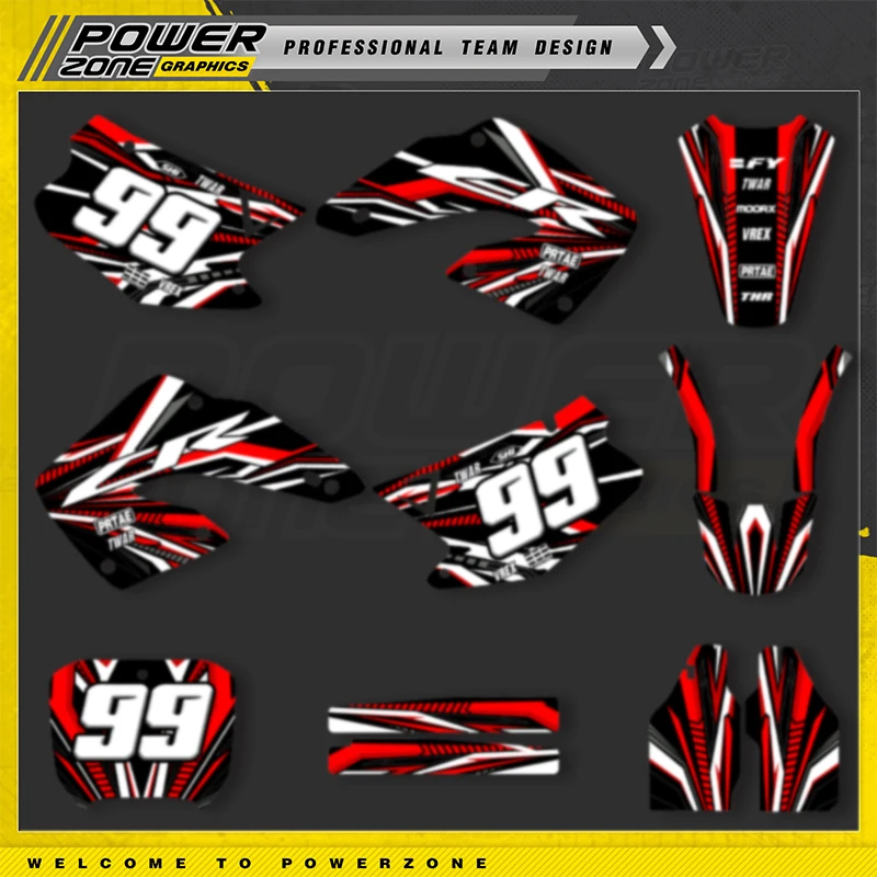 

PowerZone Full Graphics Background Decals Stickers Kit For HONDA CR125 250 2000 2001 CR250 125cc Motorcycle 06