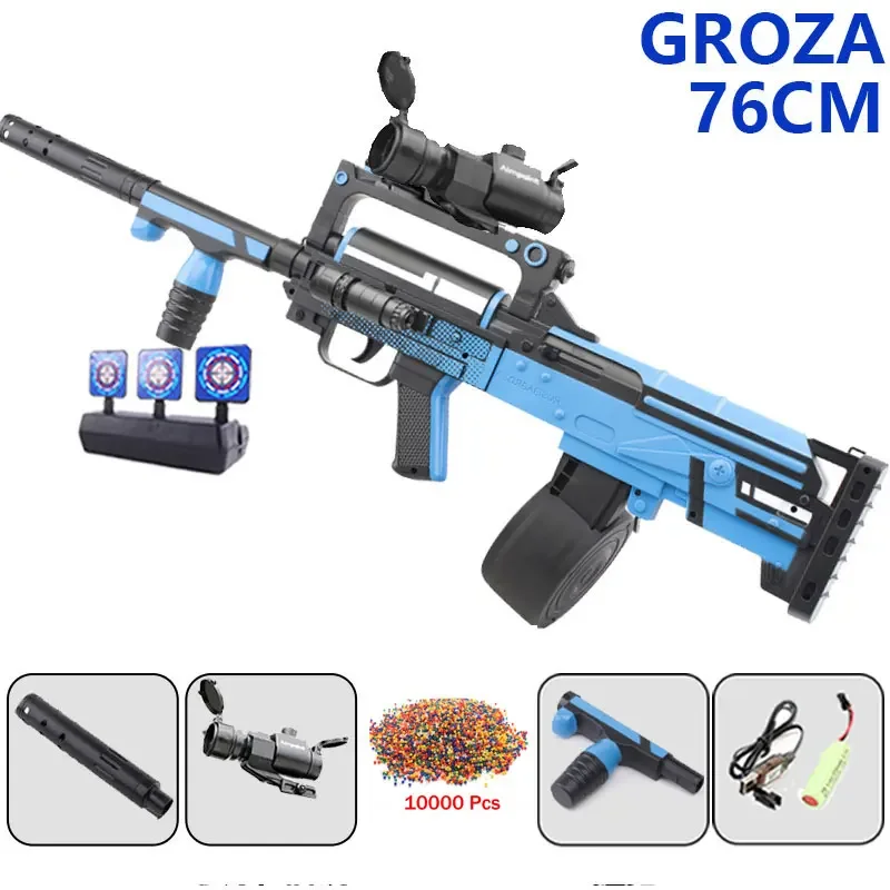 GROZA Gel Gun Kid Soft Bullets Toy Gun Automatic Gun Splatter Ball Blasting Gun Electric Shooting Toy Adults CS Fake Gun Toy