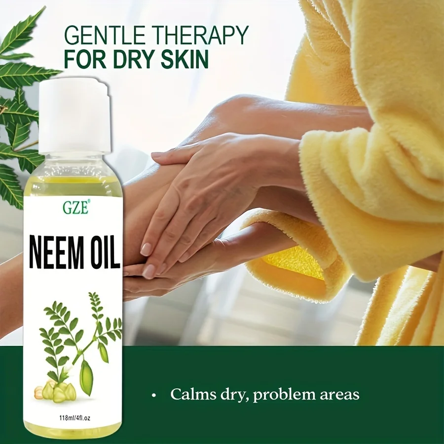 GZE Neem Oil for Skin, Hair Growth Undiluted Cold-Pressed, Uses for Hair, Skin, and Nails