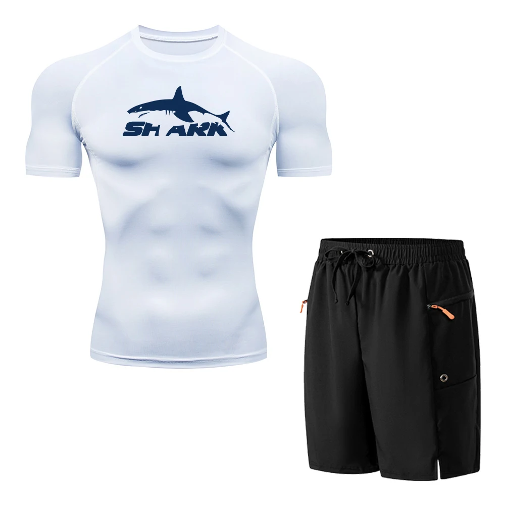 

Летний повседневный спортивный комплект, быстросохнущий приталенный топ с короткими рукавами и шорты с пятью точками на шнурке, подходящие для фитнеса и поездок на работу