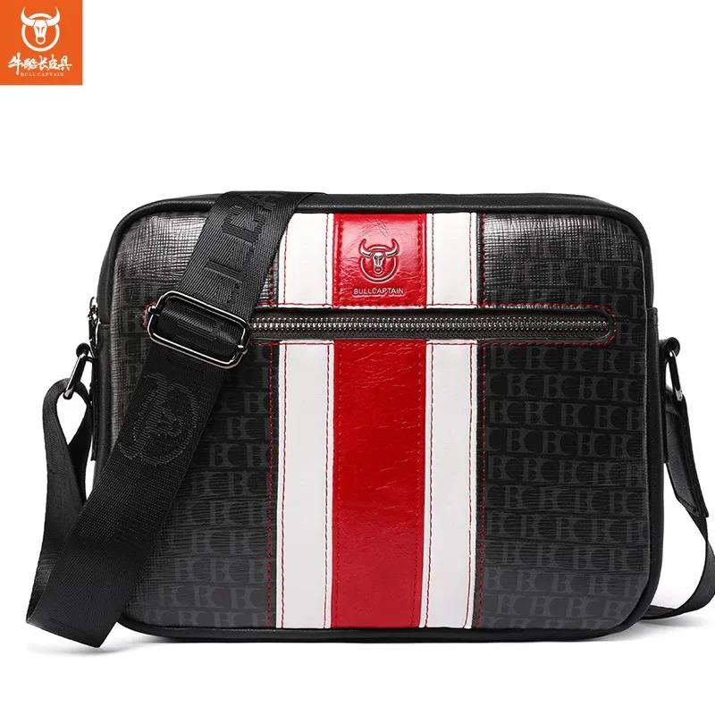 BULLCAPTAIN Luxury Designer Fashion Shoulder Quality Men's Messenger 10 Inch IPad Bag Contrast Handbags