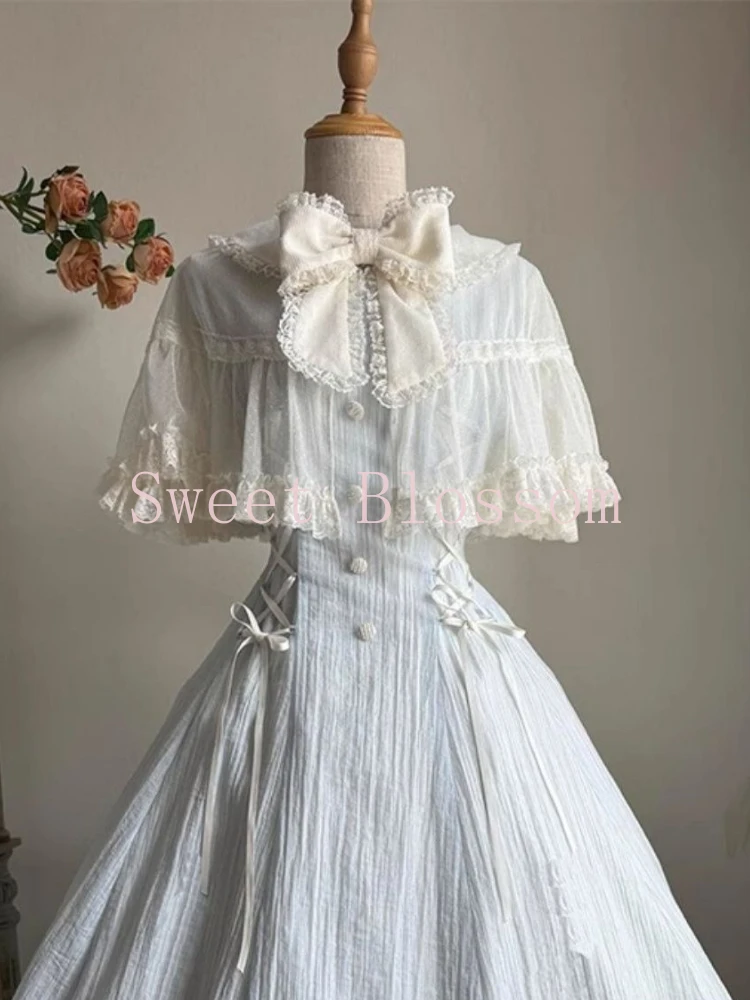 French Elegant Sweet Lolita Dress Women Bow Lace Patchwork Princess Party Dress… - Image 3