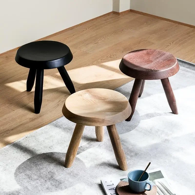 Nordic Living Room Furniture Solid Wood Round Stool Porch Shoe Changing Stool Office Footrest Mobile Seat Simple Modern Chair