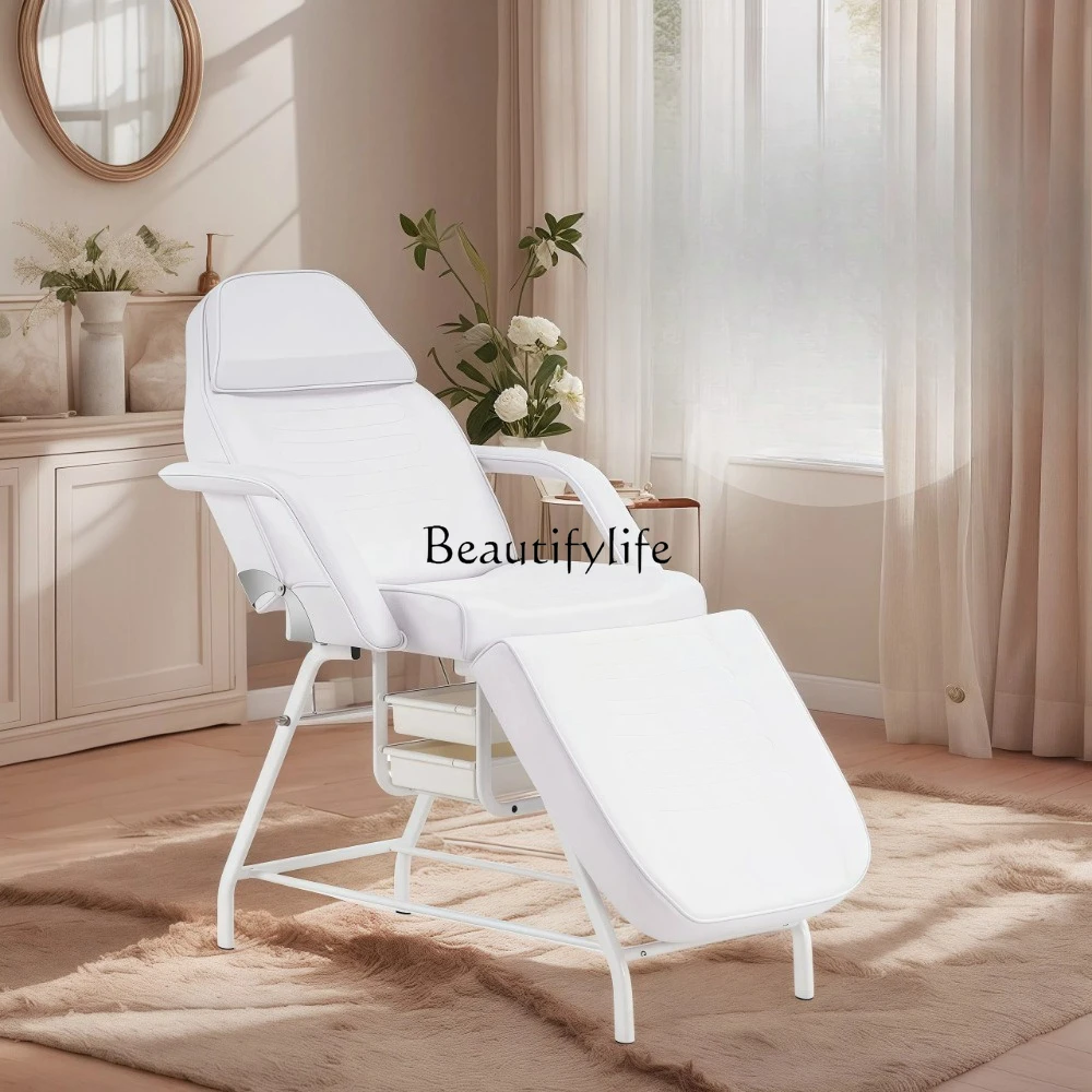 

88.Massage Beauty Bed White Beauty Chair with Storage Box Three-fold Massage Chair