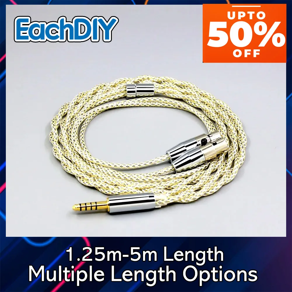 TypeS Litz Shielding Silver 23AWG OCC Sleeve Earphone Cable For Audeze LCD-3 LCD-2 LCD-X LCD-XC LCD-4z LCD-MX4 8928