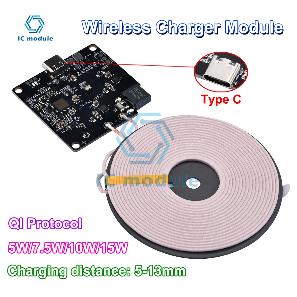 Invisible Wireless Charger Module 13MM Long-Distance Wireless Charging Motherboard DIY Wireless Charger QI Coil