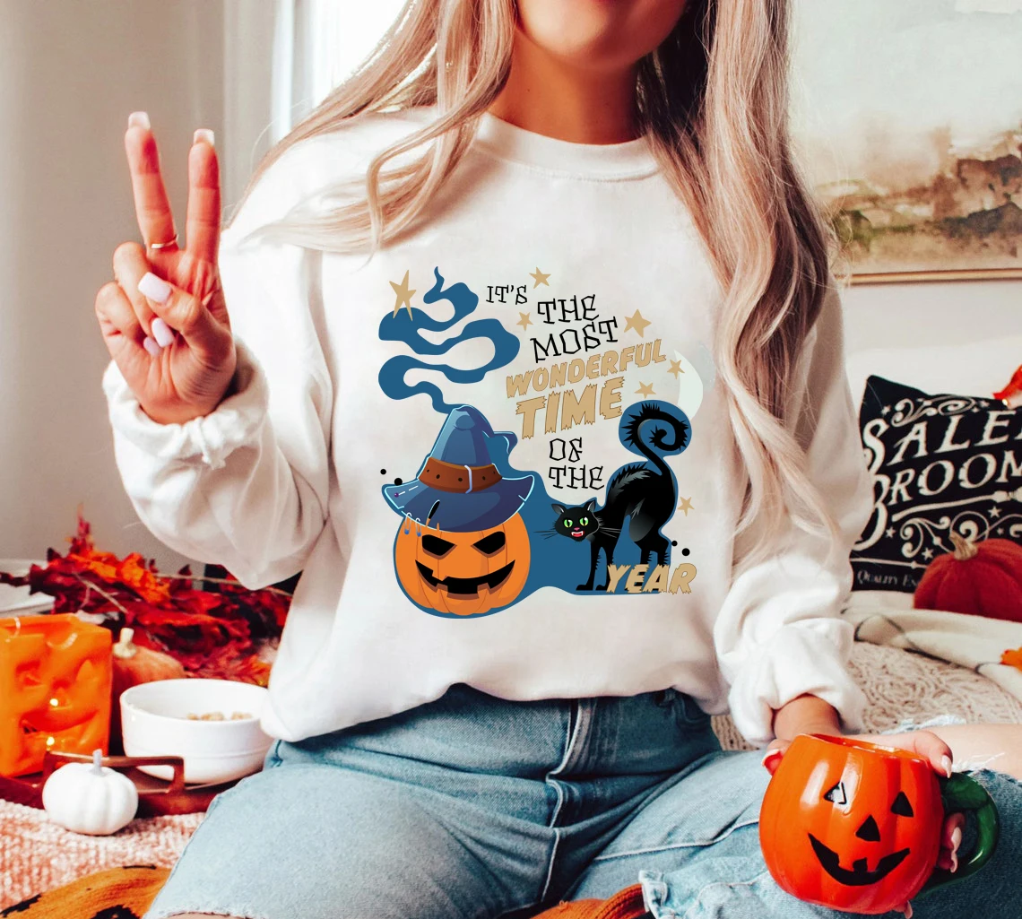 

colored It's the Most Wonderful Time of the Year Sweatshirt spooky Women Long Sleeve jumper autumn halloween Streetwear