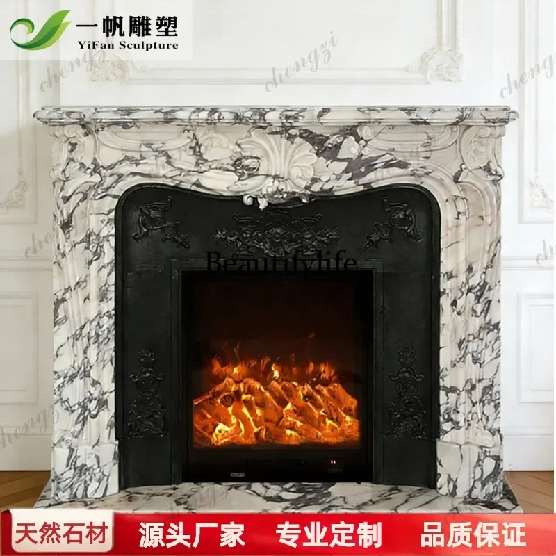 CC85 Natural marble fireplace French stone fireplace Caracatta purple fireplace decorative cabinet