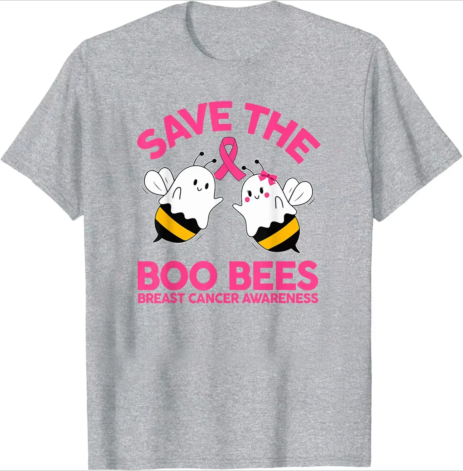 Save The Boobees Boo Bees Breast Cancer Halloween Women T-Shirt Vintage Cartoon Ghost and Bee Tee Halloween Breast Cancer Tops
