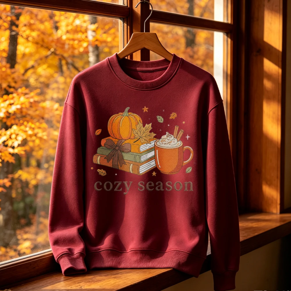 Cozy Season Book Lover Fall Coffee Reading Sweatshirt Pumpkin Spice Grey Autumn Top Booktok Merch Kawaii Clothes Winter Women view 5
