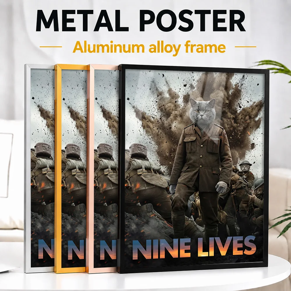 1917 Cat Parody Movie Framed Metal Poster Personalized Screen Tribute Wall Art Perfect Within Home Theater As Collector Gift