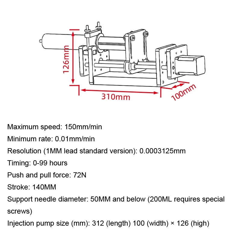 1-150ML Laboratory Micro Syringe Pump Precision Electric Propel Pump Desktop Injection Pump Liquid Glue Dispenser DC 12V