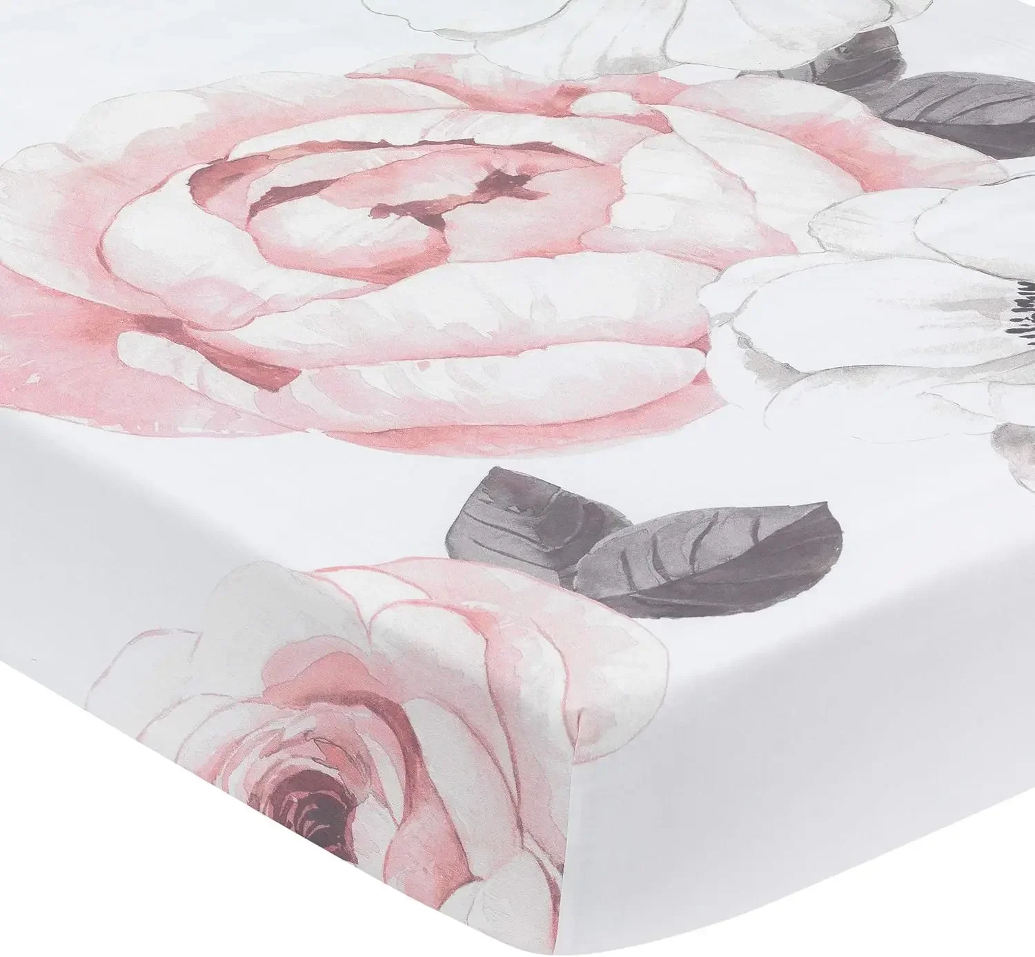 Pink Linen Watercolor Floral Garden Baby Crib Bedding Five Piece Set