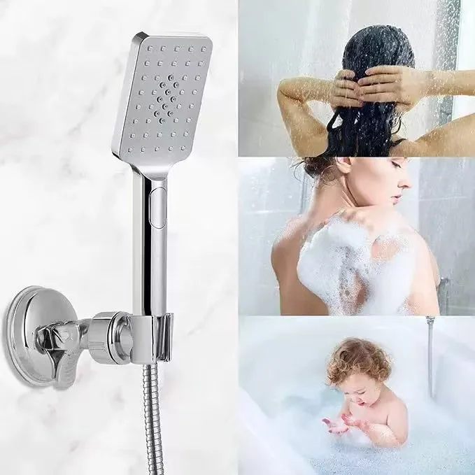 360 Degrees Adjustable Holder with Suction Cup Wall Mount Shower Head Holder Universal No Punching Bracket Bathroom Accessories