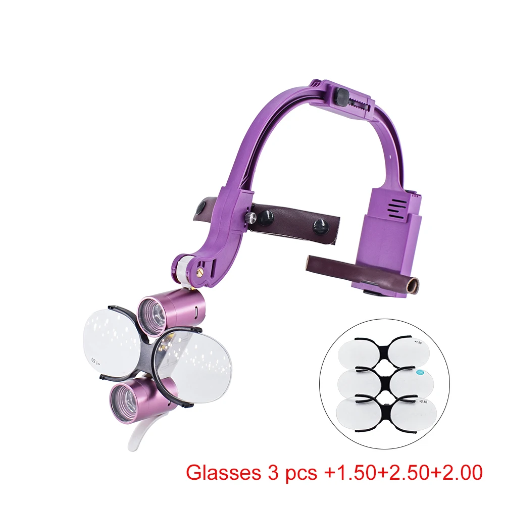 

5W LED Dental Headlight with +1.5 +2.5 +2.0 Glass Dental Surgical Luxury Magnifying Glasses
