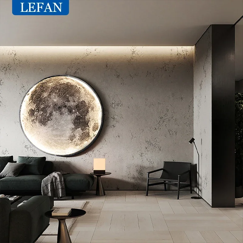 Modern Moon Wall Lamp Creative Mural Living Room Background Wall Decoration Lamp Minimalist Art Bedside Wall Light