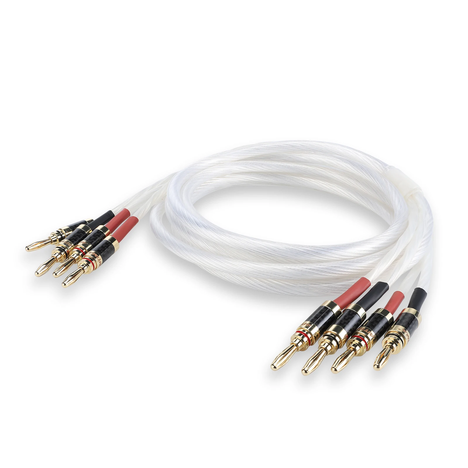 AIYIMA 1Pair 1.8m HiFi Speaker Cable Single Crystal Copper with Silver and 24K Gold Plug Banana Plug for Speaker A80 A07 Max