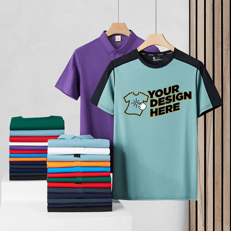 Customized LOGO Shirt Men Summer Men's Shorts Sleeve Color Business Luxury Men Tee Shirt Print LOGO LS-6677