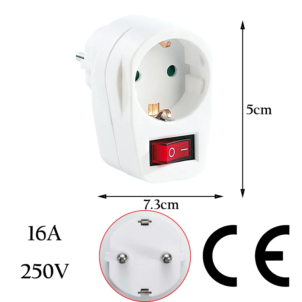 German Electrical Sockets With Switch 16A 250V EU Surface-Mounted 3500W Extensions Germany Standard Adapter Power Plug Strip