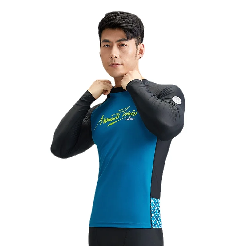 SABOLAY Men Sunscreen Long Elastic Sleeve Diving Rashguards Swimsuit Long Pants Rash Guard Swimming