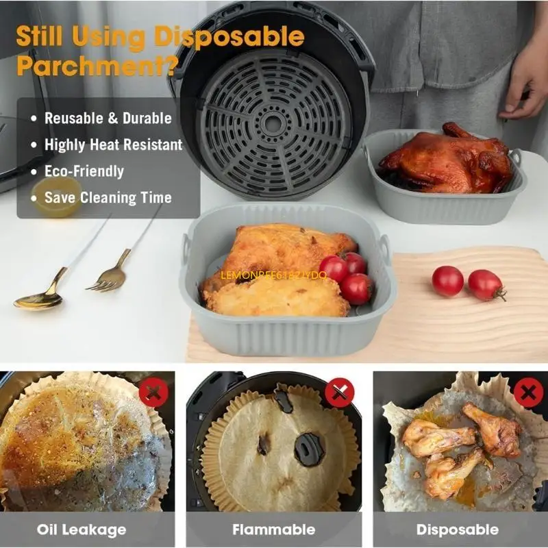 حزمة M7DF من 2 وعاء السيليكون بطانة الهواء مقلاة علبة السيليكون مقلاة سلة سلة السيليكون ملحقات مقلاة السيليكون مادة السيليكون