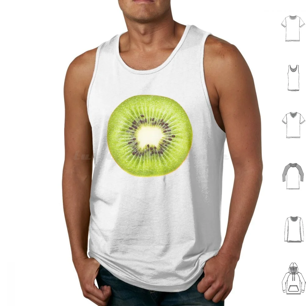 Kiwi Fruit Tank Tops Print Cotton Kiwi Fruit Pattern Fruit Lover Fresh Green Fruits Kiwis Patterns Food Fruit