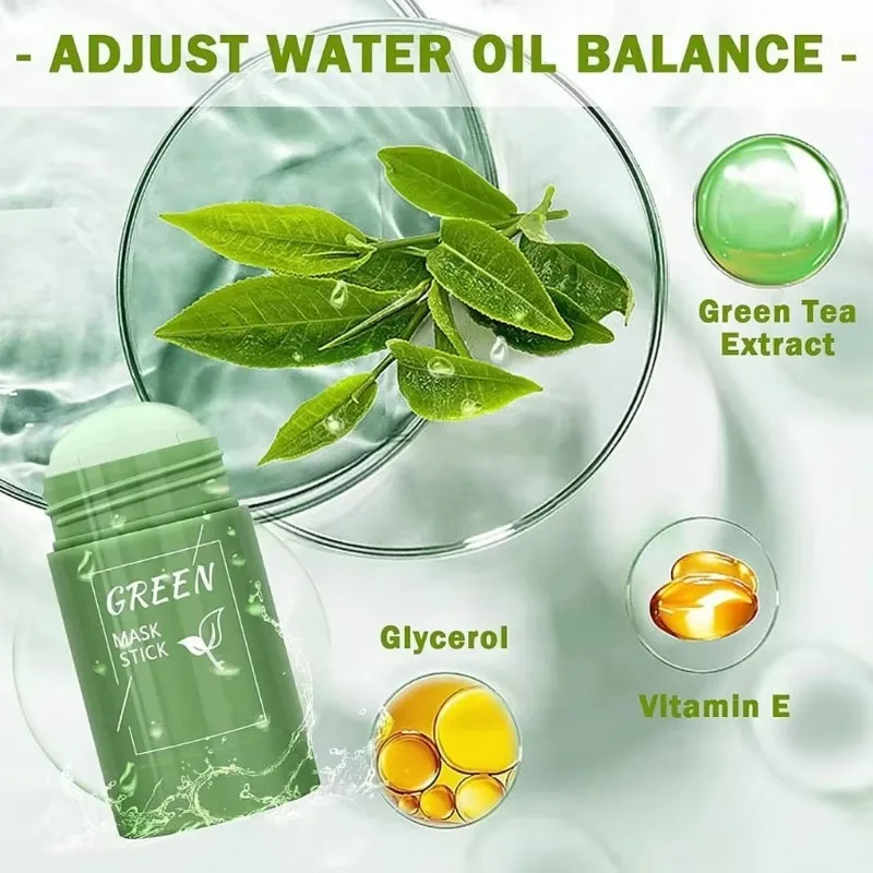 Green Tea Remove Blackhead Solid Mask Dispel Acne Blemish Cleansing Stick Mask Shrink Pores Tighten Whitening Skin Care Products