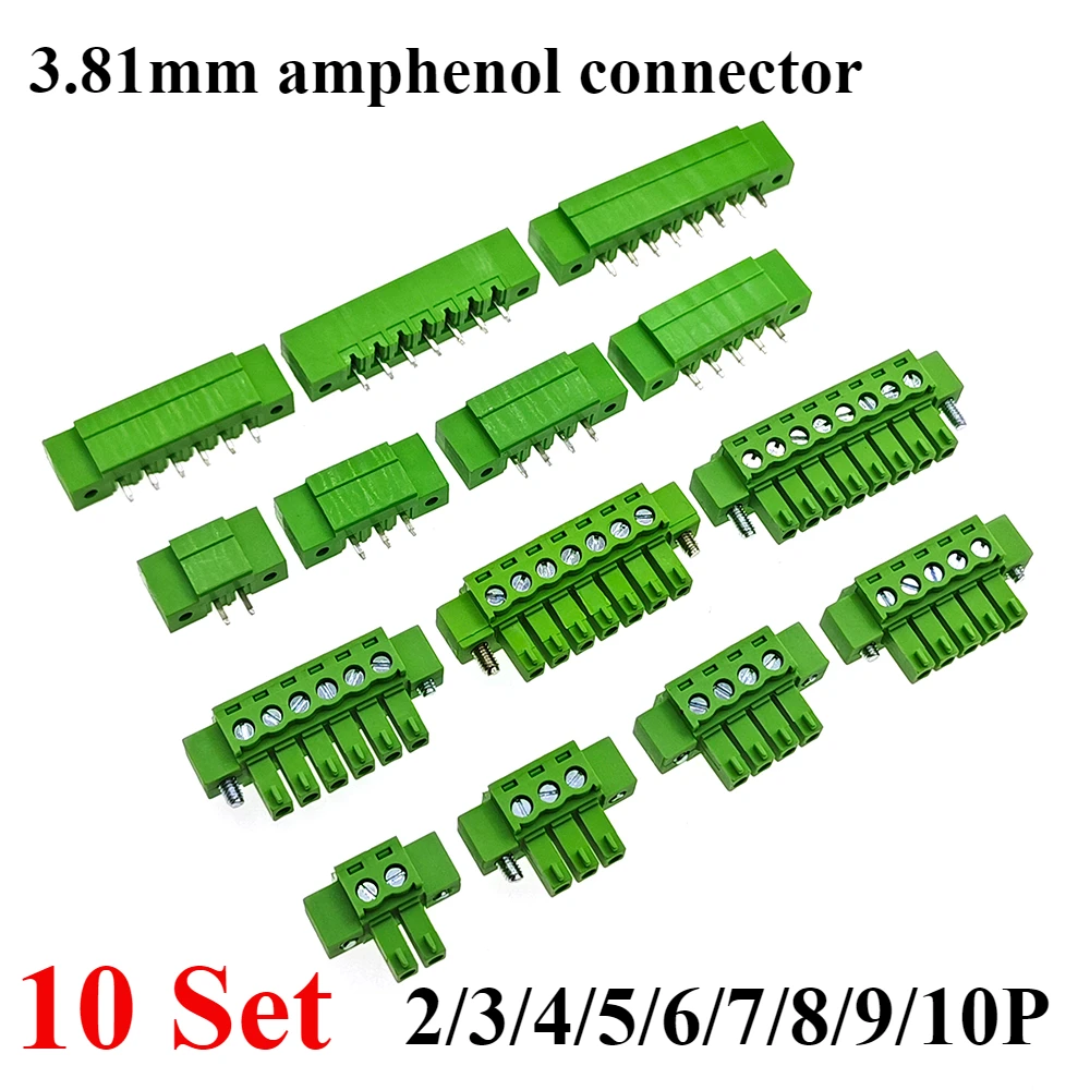 3.81 직선 바늘 터미널 플러그 유형, 300V 8A 3.81mm 피치 커넥터, PCB 나사 터미널 블록, 10 세트, 2 핀, 3 핀, 4 핀-10 핀