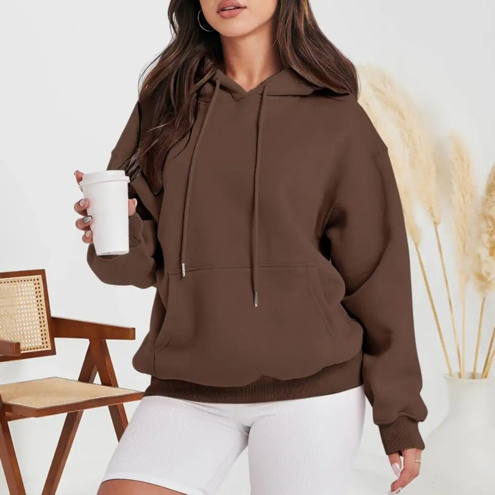 Europese losse, casual dameshoodie met trekkoord en capuchon met lange mouwen