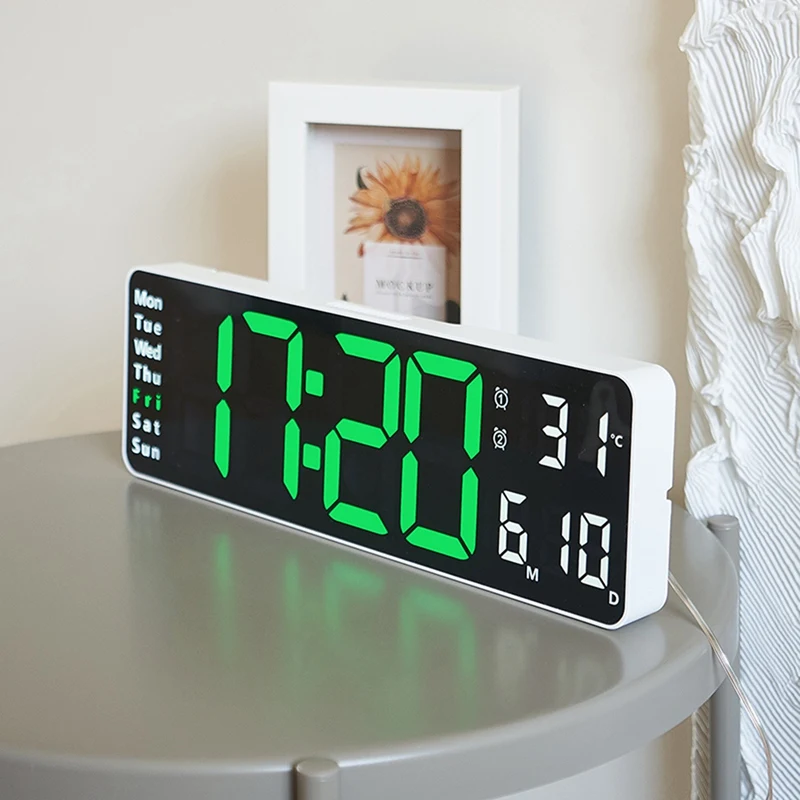Grande orologio da parete digitale telecomando Temp data settimana Display Timer conto alla rovescia orologio da tavolo doppio allarme da parete orologi a LED