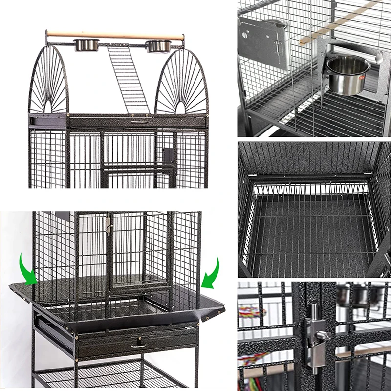 

Luxury Breeding Bird Aviary Outdoor Long Extra Large Parrots Cage With Wooden Perch Play Top