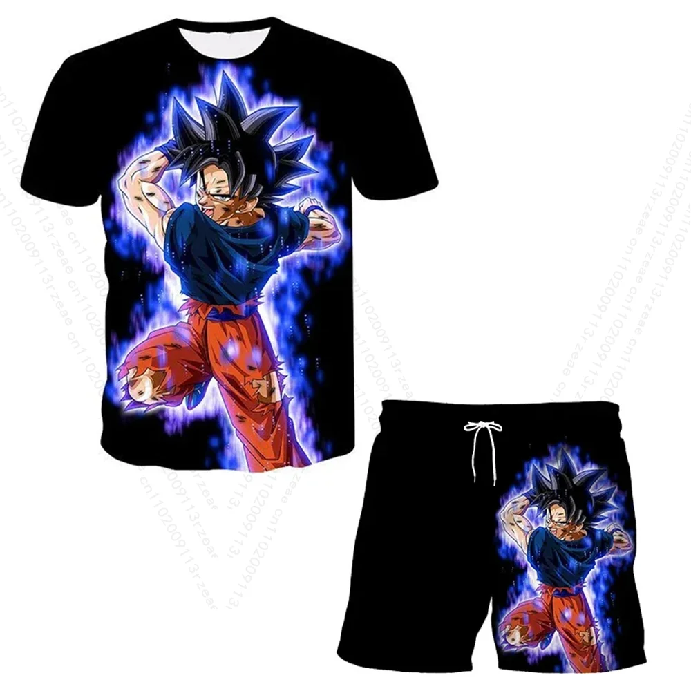 

New Japan Anime Cartoon Dragon Ball Z T-shirt Men's Kids Top Shorts Two piece Set Summer Boys T-shirt Shorts Beach Pants Suit
