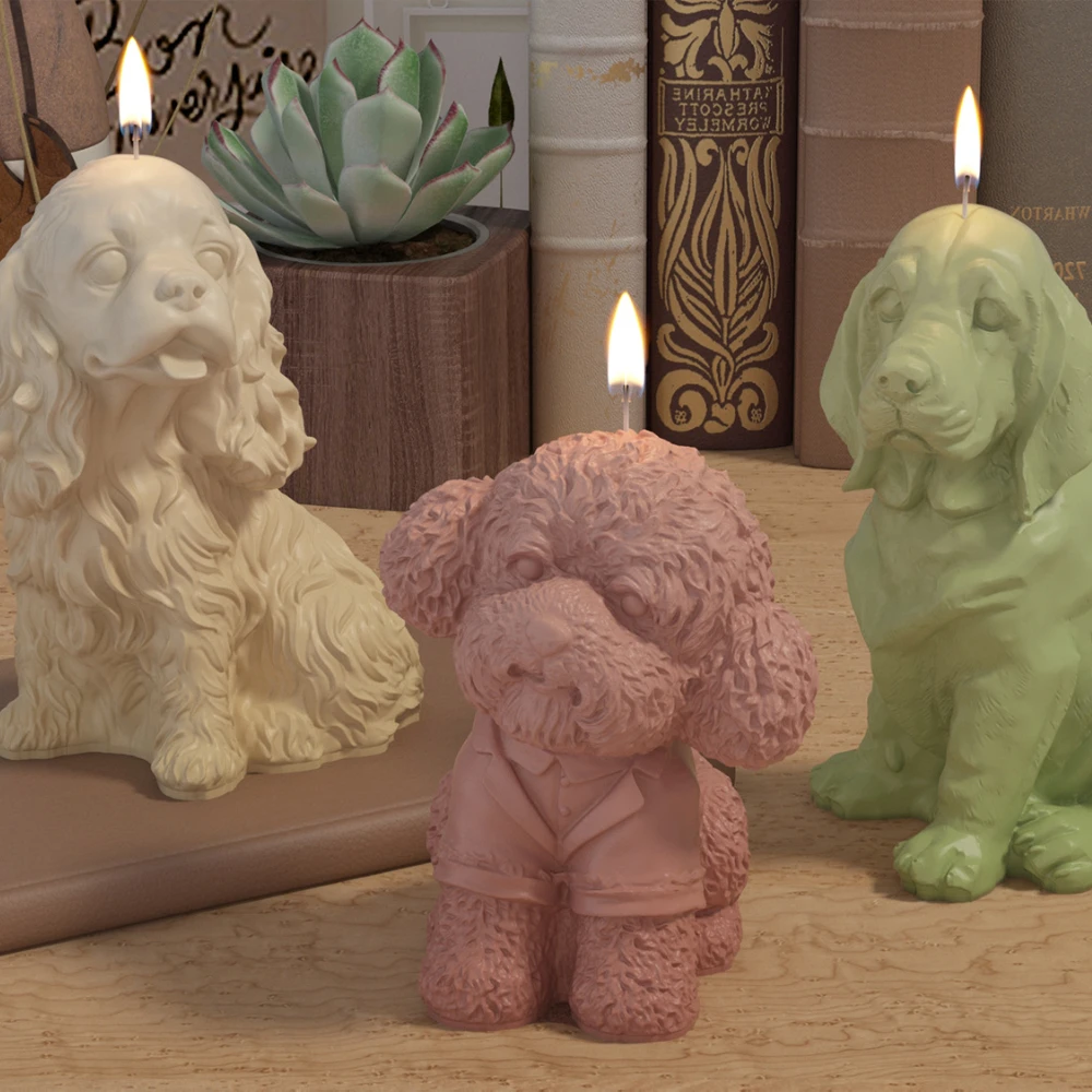 Cartoon Candle Little Puppy Kitten Silicone Mould Cat Dog Labrador Golden Retriever Plaster Doll Decor Animal Chocolate Making