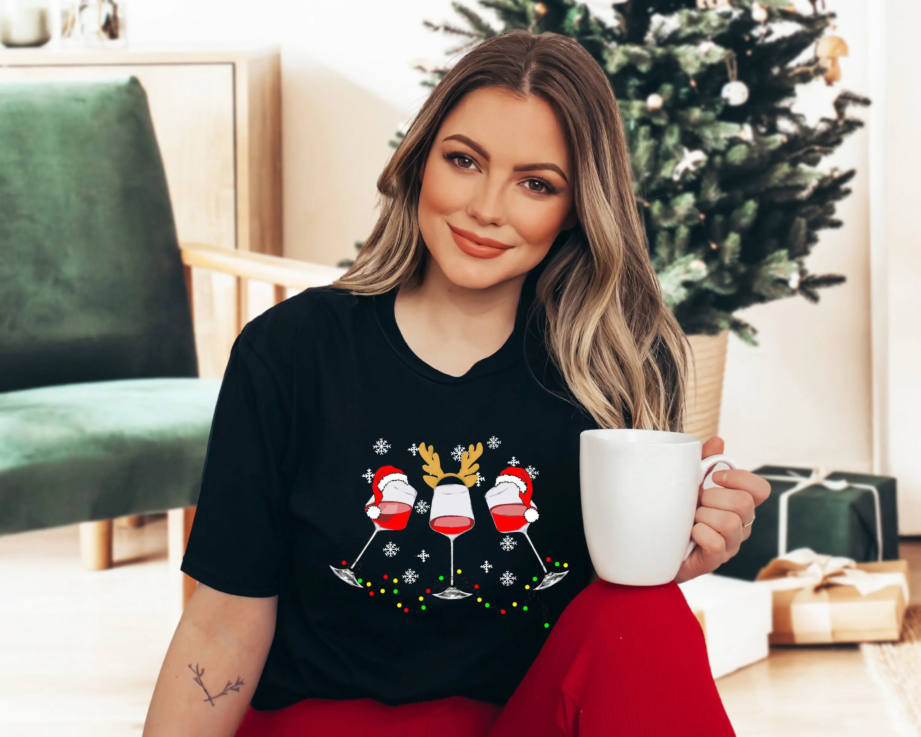 

Bella Canvas 3001 Christmas Wine T Shirt Lover Party Matching Group