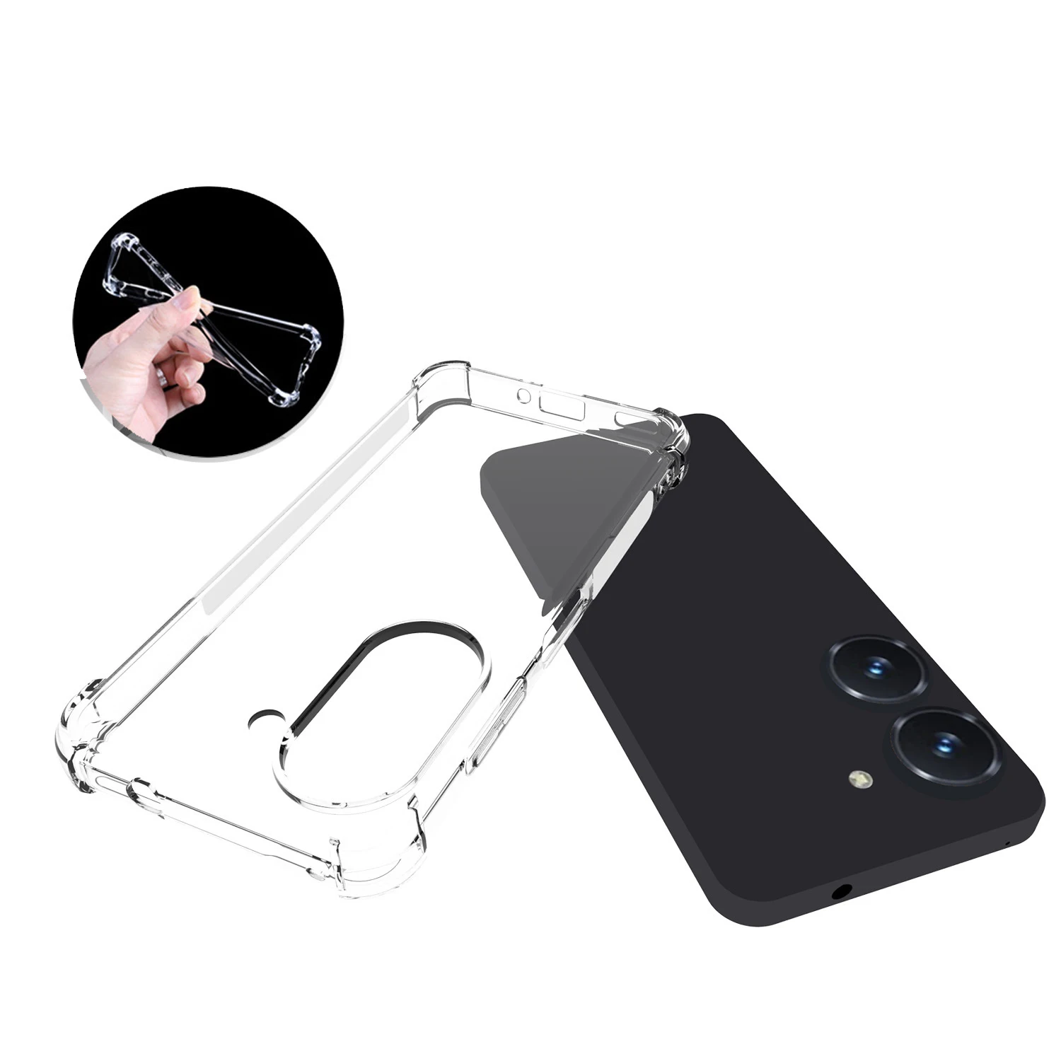 حافظة وسادة هوائية لهاتف ASUS Zenfone 11 Ultra 10 9 غطاء كريستالي ناعم من مادة البولي يوريثان الحراري المقاوم للصدمات ومضاد للانزلاق غلاف شفاف Fundas هاتف المحمول