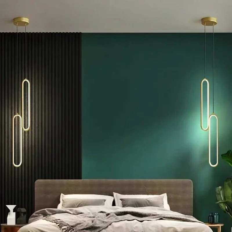 LED Pendant Light Bedroom Living Room Kitchen Bar Makeup Mirror Lighting Black Gold Tricolor Light Indoor Decor Led Hanging Lamp