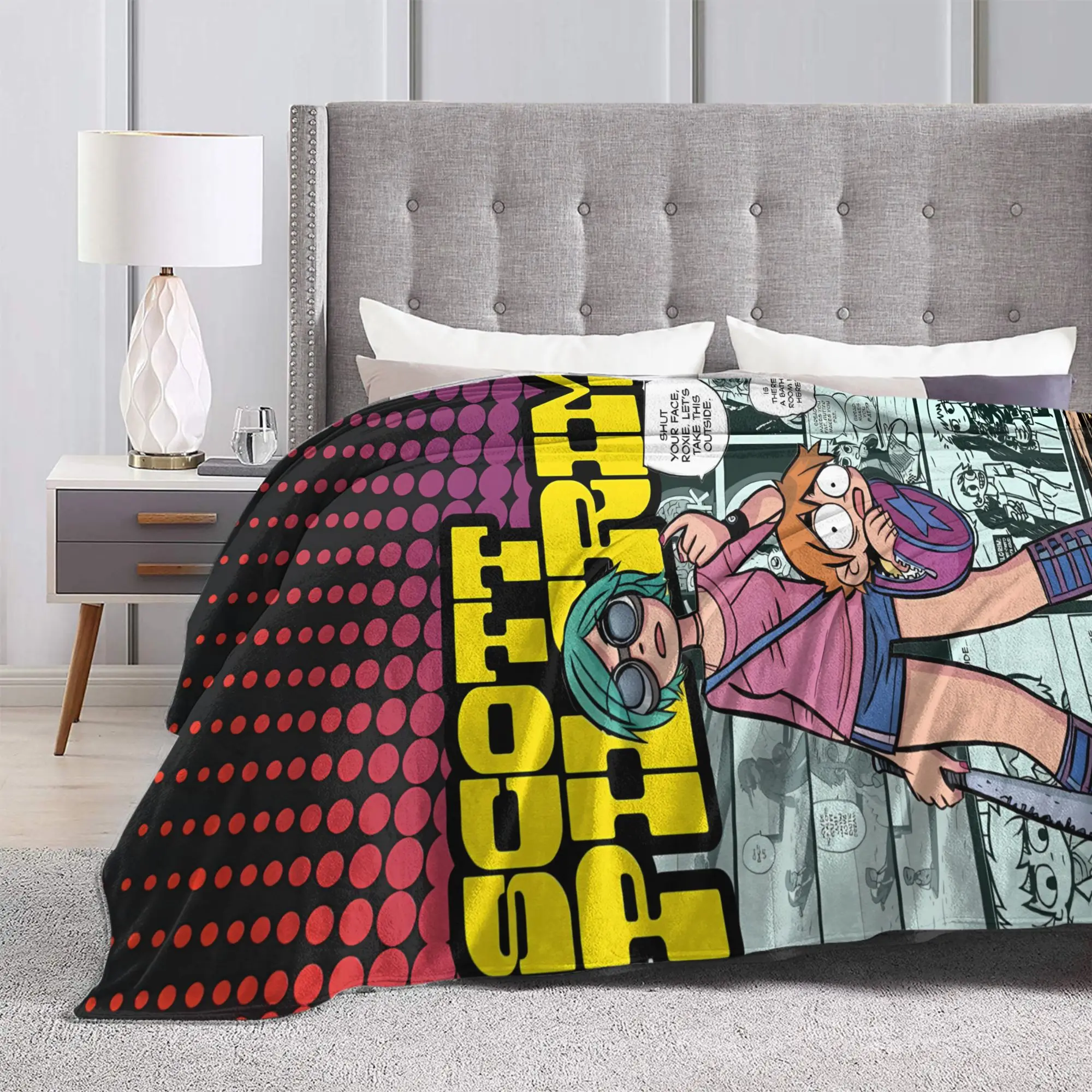 Scott Pilgrim Comic Panel Blanket Quality Soft  Throw Blanket Autumn Children Couch Bed Funny Bedspread