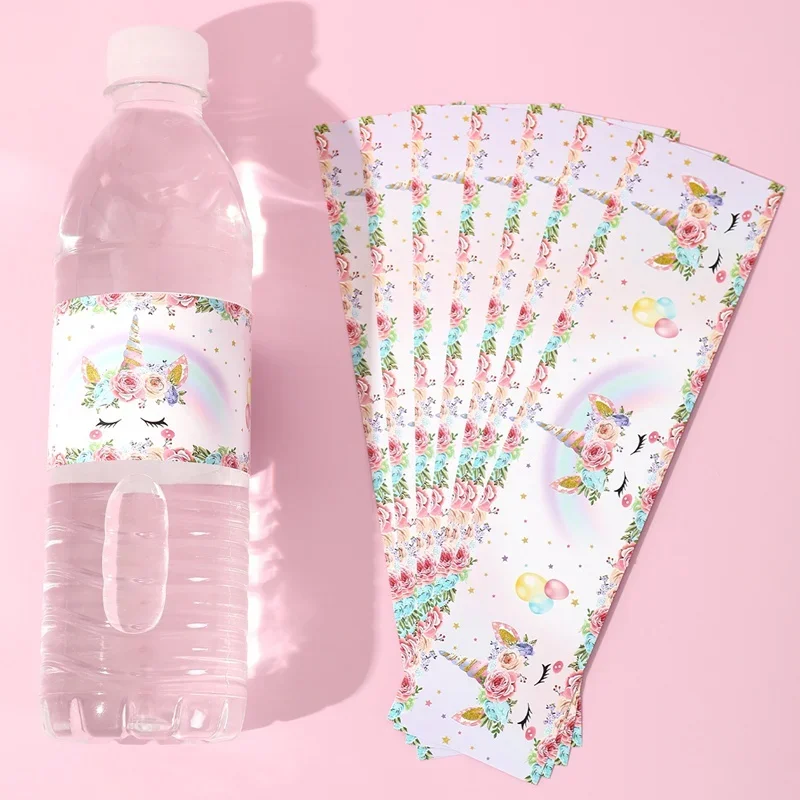 10 Stück Flaschenaufkleber im Einhorn-Stil, Etiketten, rosa Einhorn-Thema-Aufkleber für Mädchen, Geburtstag, Babyparty, Hochzeit, Party, Dekoration, Zubehör – Detail 2