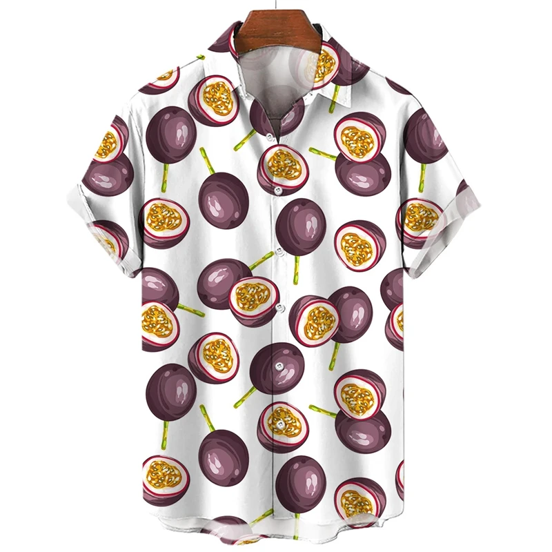 Camisa con estampado 3D de fruta de piña para hombre y mujer, camisas hawaianas de coco a la moda para playa, fiesta de vacaciones, camisetas informales con solapa con botones