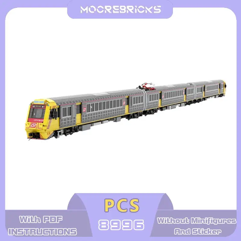 MOC Modern Suburban Electric Passenger Train Building Blocks Set City Express Railway EMU Model Track Toy Adult Gift