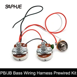 PB/JB Bass Wiring Harness Prewired Kit for Precision Bass Guitar , Big 250K Pots 1/2 Volume 1 Tone Jack