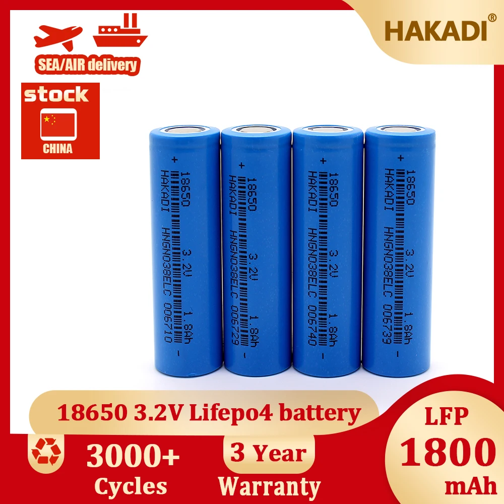 

Аккумуляторы HAKADI 18650 3.2V 1800mAh LiFePO4, перезаряжаемые, 4-40 шт., для DIY проектов, портативных зарядных устройств, солнечных уличных фонарей, уличного и бытового оборудования