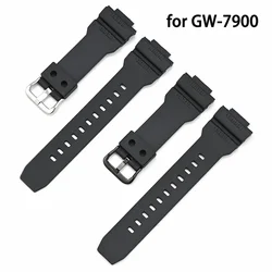 Black Resin Strap for Casio G-SHOCK G-7900 GW-7900B GR-7900 Men Sport Waterproof TPU Rubber Replace Watch Band Bracelet